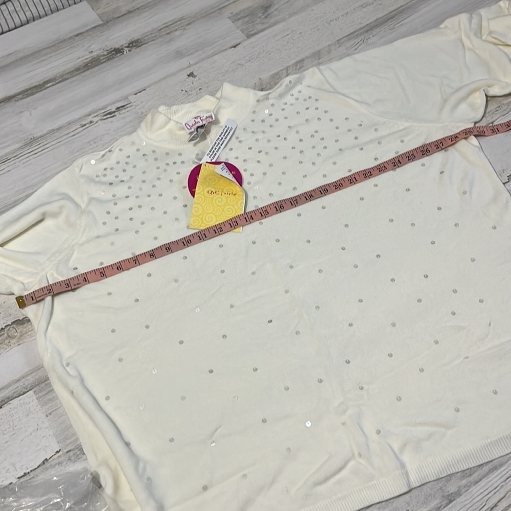 Quaker Factory Cream sequined sweater size 3X NWT - Picture 5 of 6